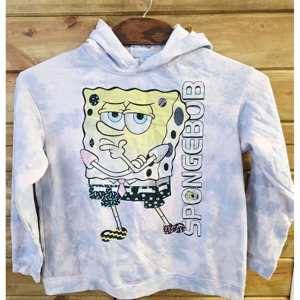 Nickelodeon Sponge Bob Square Pants Tie‎ Dye Hoodie Sweatshirt Size L Women